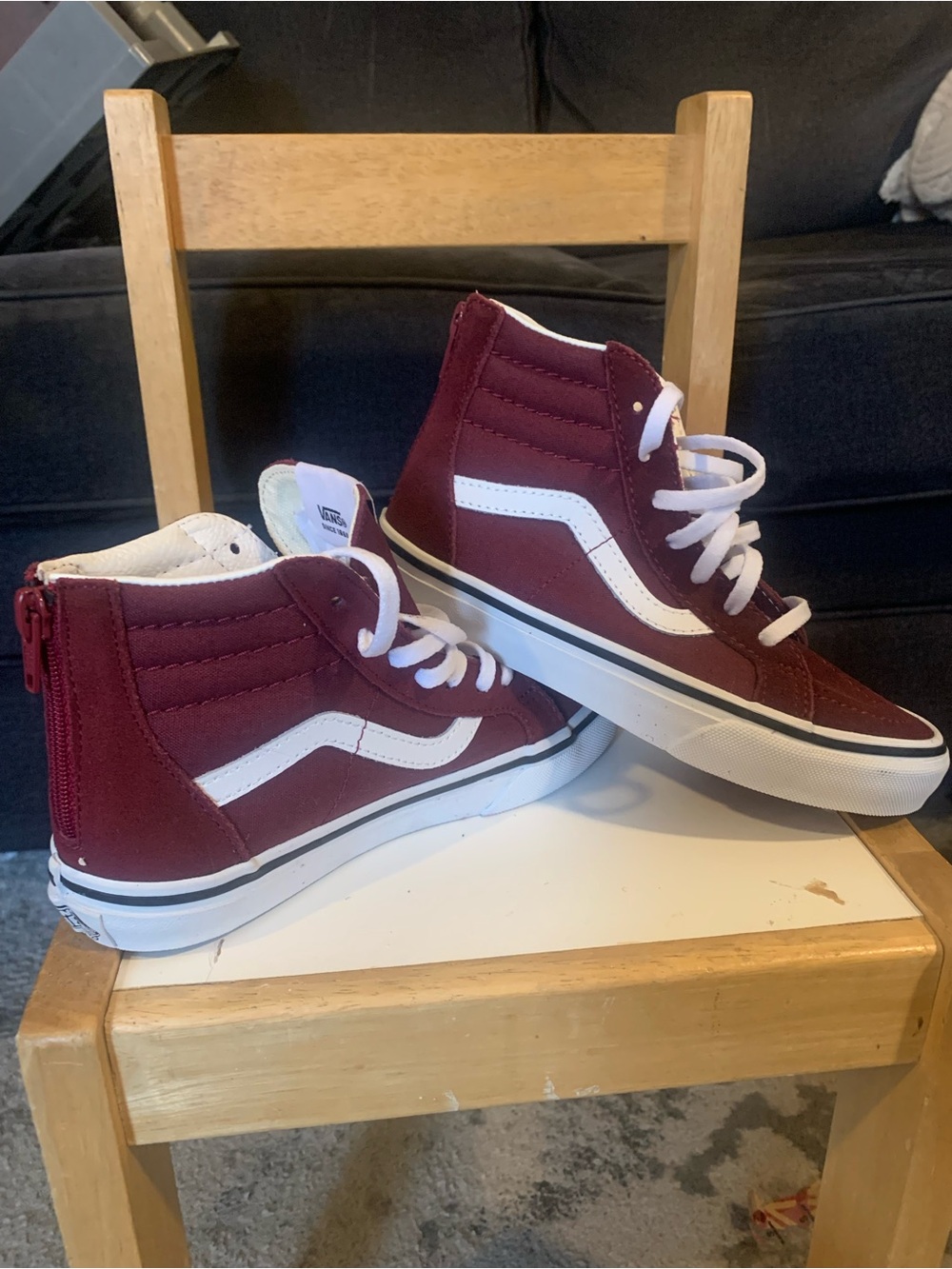 Vans Burgundy High-Top Sneakers with White Stripe